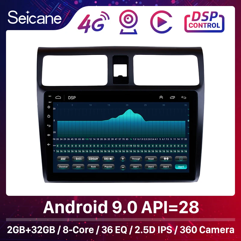 

Seicane Автомобильный мультимедийный GPS радио для 2005 2006 2007 2008-2010 Suzuki Swift 10,1 "Android 9,0 Основное устройство поддержка DVR 1080P