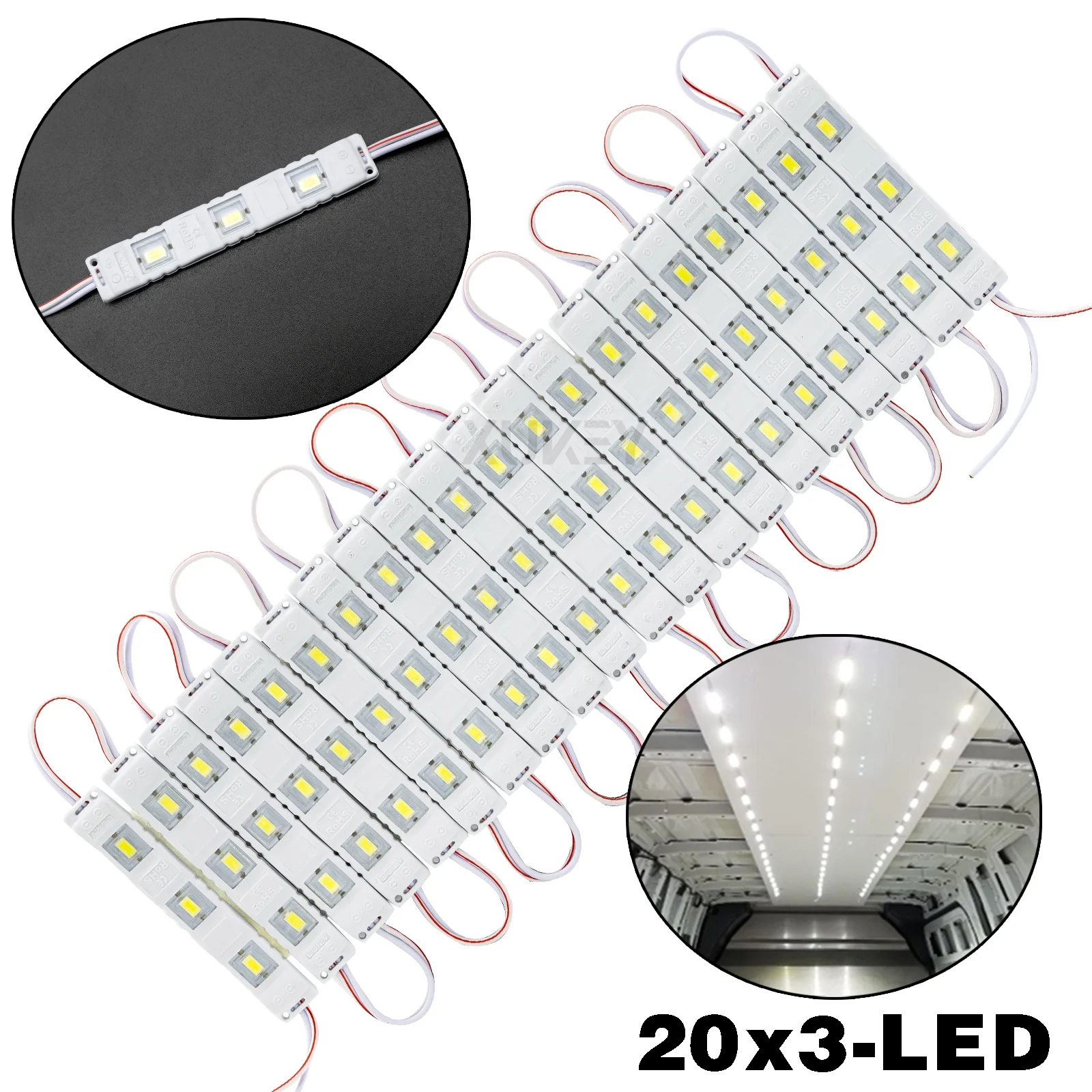 

LED Module Kit 60leds Interior Trailer Lights Lorries Caravan LWB Lamp Lighting Strip Camper For Trafic Master Transit Sprinter