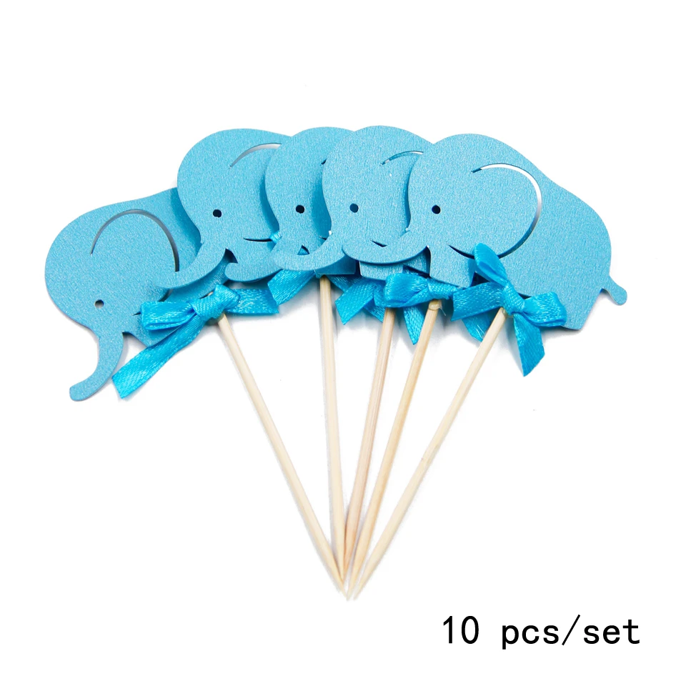 Blue Topper-10pcs 1 компл. Слон детский душ/пол раскрыть украшения мультфильм воздушные шары Торт Топперы коробка для конфет с днем рождения День рождения выберите вечерние принадлежности - Цвет: Blue Topper-10pcs