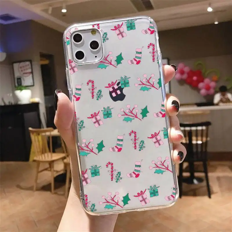 

Fashion Christmas cute cartoon Phone Case Transparent soft For iphone 5 5s 5c se 6 6s 7 8 11 12 plus mini x xs xr pro max
