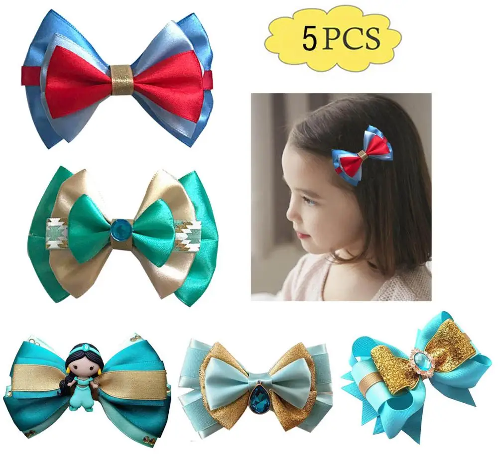 Бесплатная доставка 5 шт. бант для волос принцессы бутик ручной работы