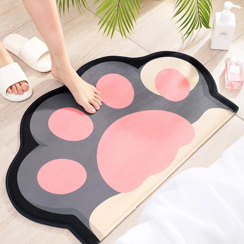 

Entrance Door Doormats Cat Paw Pattern Bathroom Toilet Non-Slip Mat Fashion Living Room Bedroom Carpet Water-Absorb Rug For Home