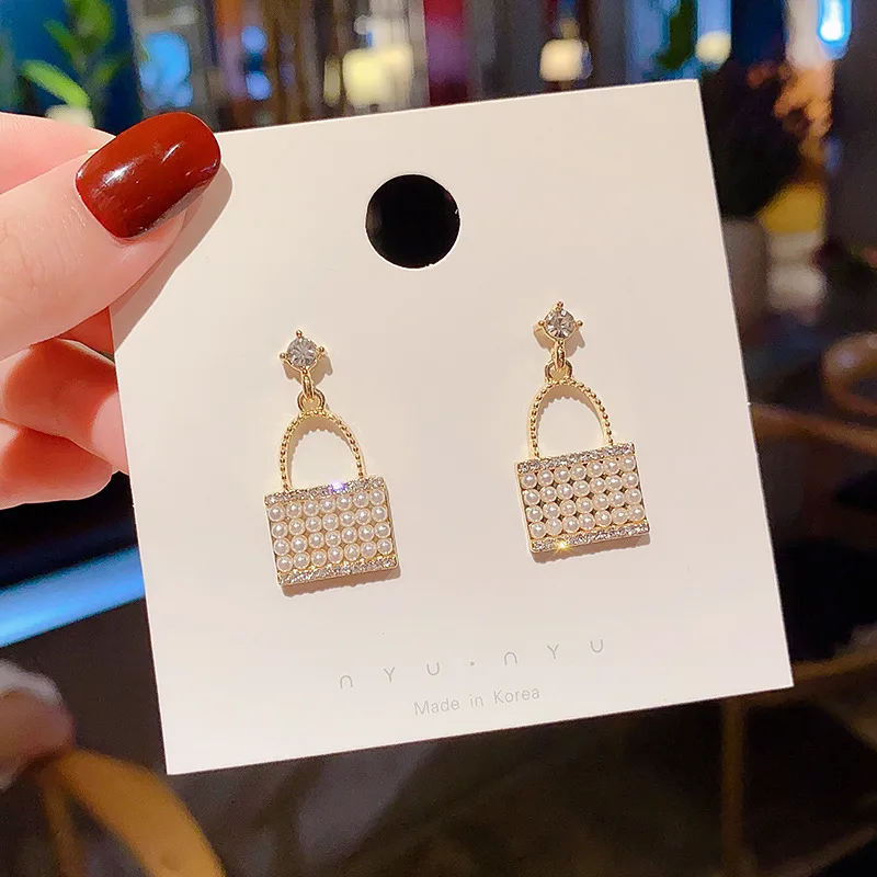 

Wholesale S925 Silvers Post Pearl Bag Earrings Eardrops Jewelry Women Gift
