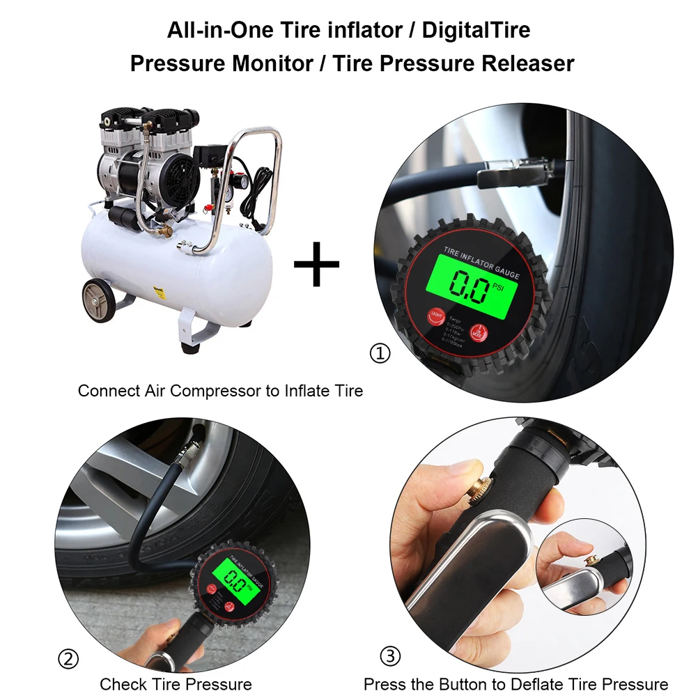 2 в 1 Автомобильный цифровой манометр для накачки шин 250 PSI|Воздушный насос| |