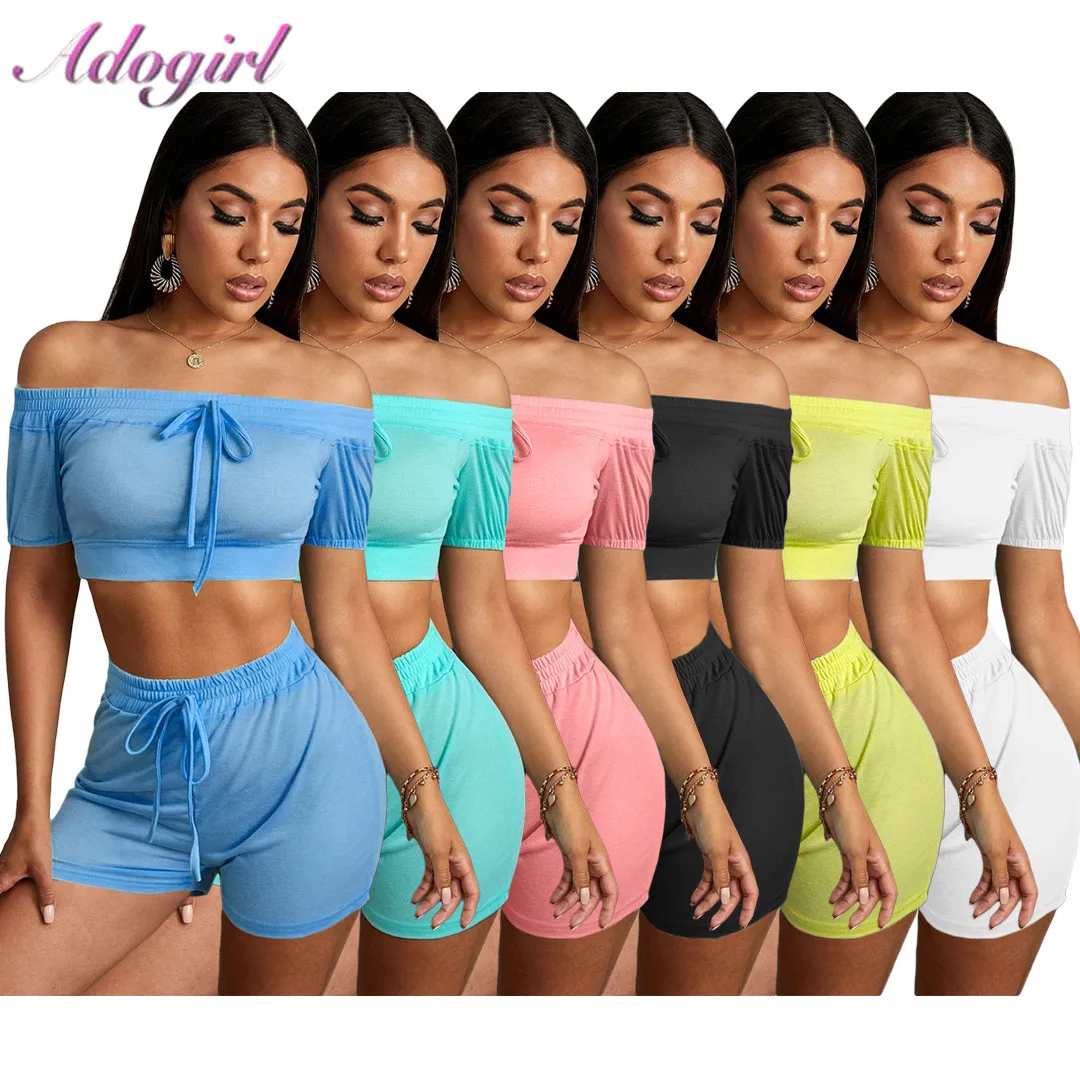 

Женская Спортивная одежда для йоги, комплект из двух предметов, однотонный укороченный топ с открытыми плечами и коротким рукавом для фитне...