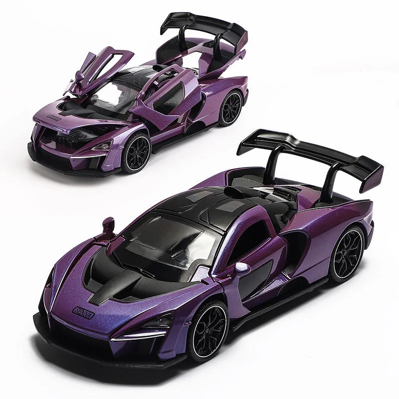 132 diecast alloy mclaren senna sports car model toy simulation vehicles with sound light pull back supercar toys for children free global shipping