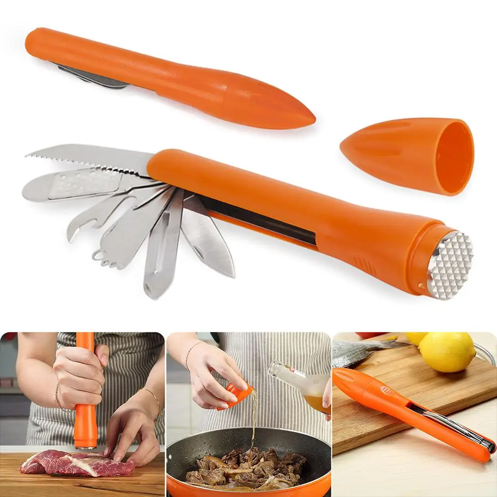 

9 in 1 Multifunctional Kitchen Gadget Multifunctional Bar Tool Manual Lemon Juicer Meat Hammer