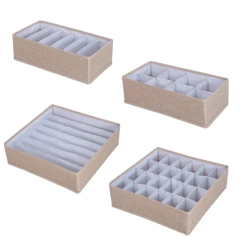 

4Pcs Foldable Drawer Organizer Clothes Socks Underwear Dividers Bra Lingerie Box