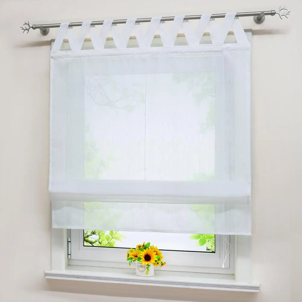Римские шторы полиэстер окна тюль панель занавески для дома кухни прозрачная