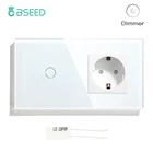BSEED ЕС Стандартный панель регулировки яркости подсветки 12Gang 1Way светодиодный светильник Диммер с стены Мощность гнездо 16A темно Подсветка светильник Стекло Панель