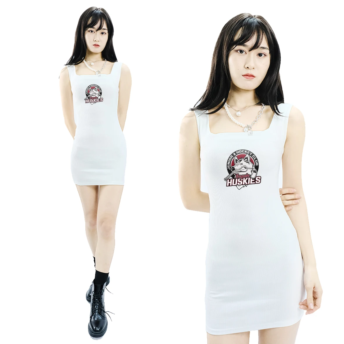 

Anime Dog Print 2021 Halter Sleeveless Bodycon Solid Mini Vestidos Women Dresses Summer Clothes Dress Kawaii Summer Womens Dress