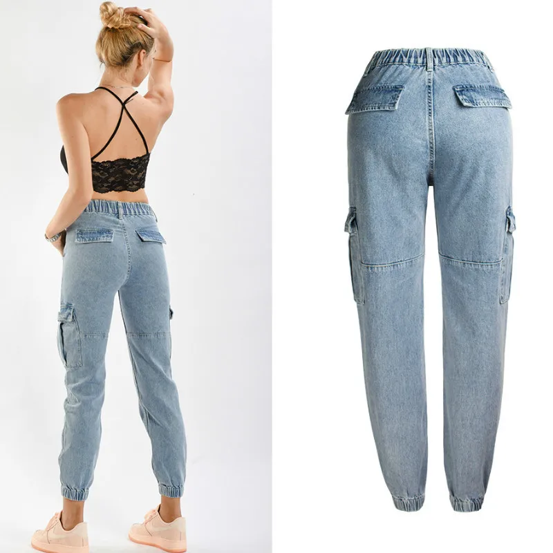 Джинсы LOGAMI женские с завышенной талией и боковыми карманами брюки-султанки из