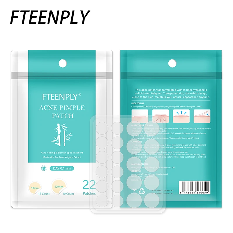 FTEENPLY Acne Pimple Patch Acne Treatment Invisible Sticker Remove Blemish Face Mask Beauty Skin Care Tool Cream Daily Use 22PCS