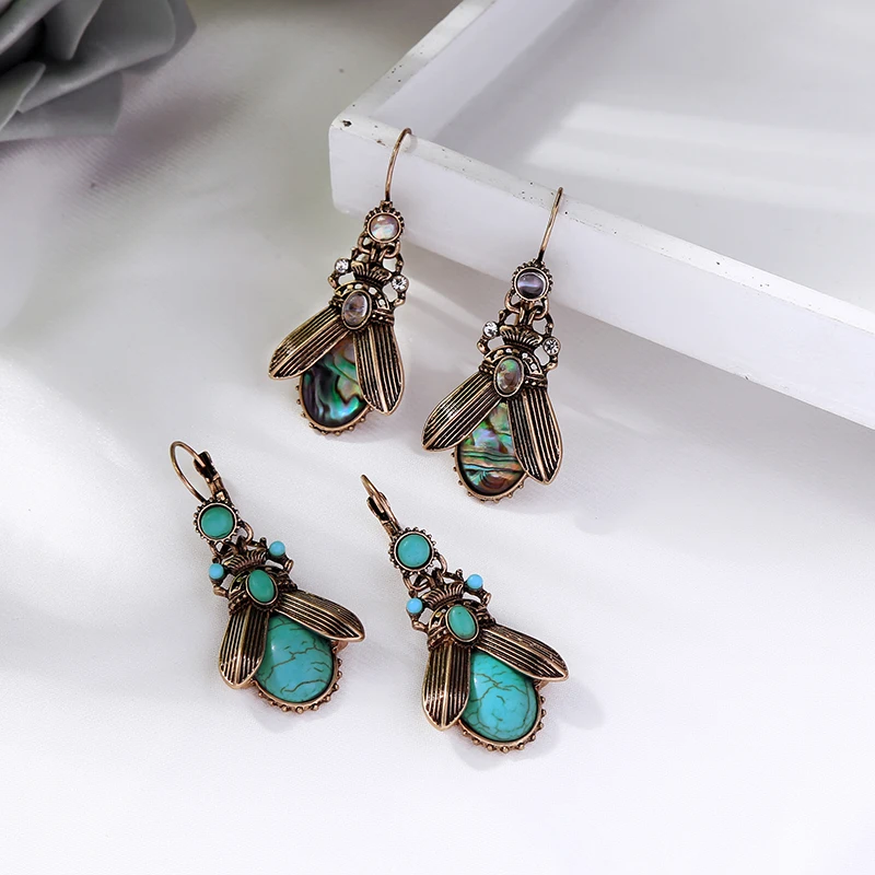 Новое поступление богемные модные серьги капли 2 стиля ракушка/камень насекомое