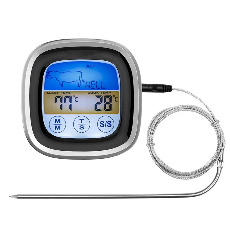 

Geebake Touchscreen Oven Thermometer Kitchen Cooking Food Meat Oil Probe Grill BBQ Timer Backlight Digital Thermometers