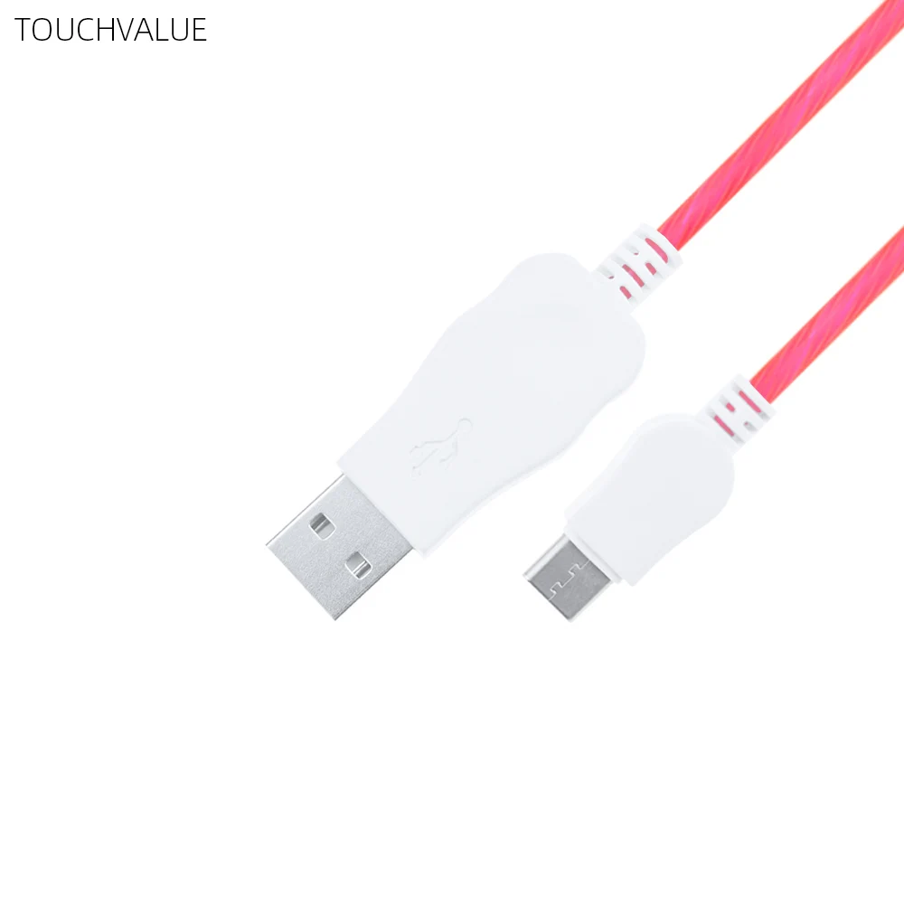 Мигающий кабель типа C Micro USB для замены кабеля 2 м зарядная линия розового