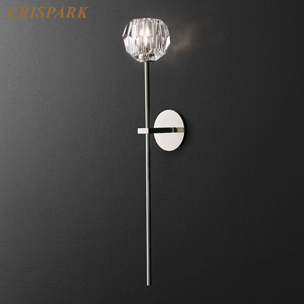 Современная настенная лампа с хрустальными шарами 1 головка металлический