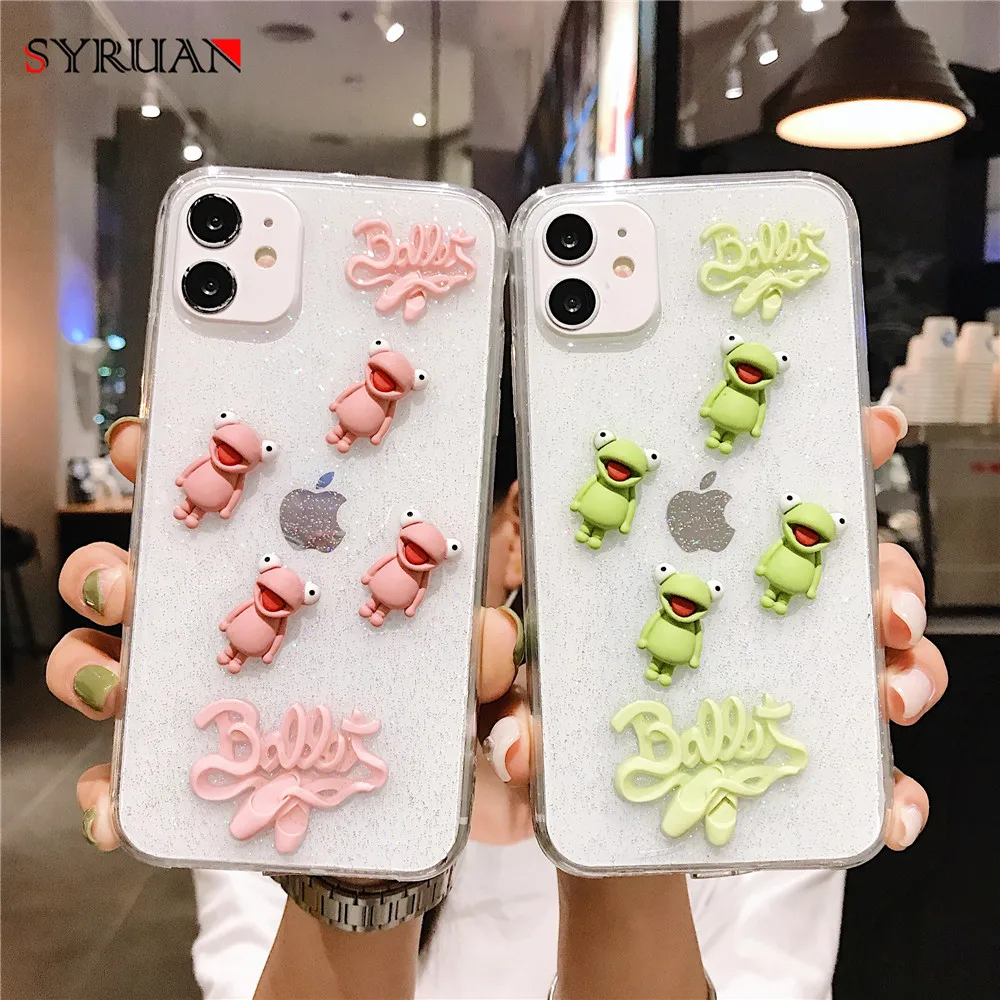 3D мультяшный блестящий чехол для телефона iPhone 11 Pro 7 8 6 6s Plus X XR XS Max Прозрачный