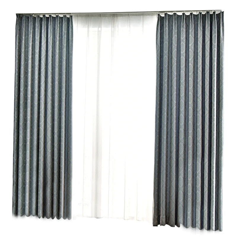 

Simple Modern Simple European Light Luxury Cotton Jacquard Full Shading Living Room Bedroom Study Floor Floating Curtains