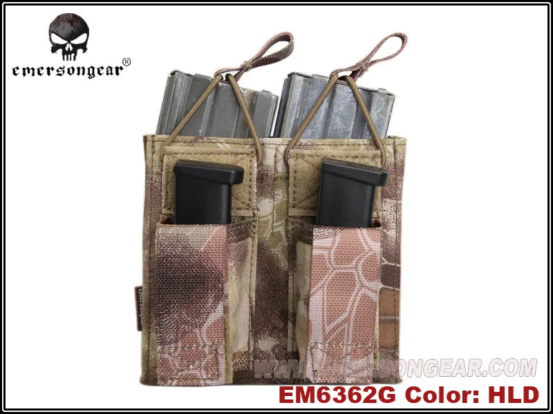 HLD Emersongear Emerson Тактический Двойной Открытый Топ 556 и пистолет модульный чехол для журналов PALS Mag Чехол кобура военный страйкбол - Цвет: HLD