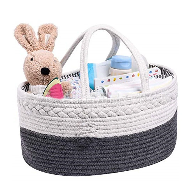 

Baby Diaper Storage Box Cotton Rope Baby Room Diaper Basket Diaper Storage Bag For Wet Wipes Toy Organizer Nappy Bag Diapering