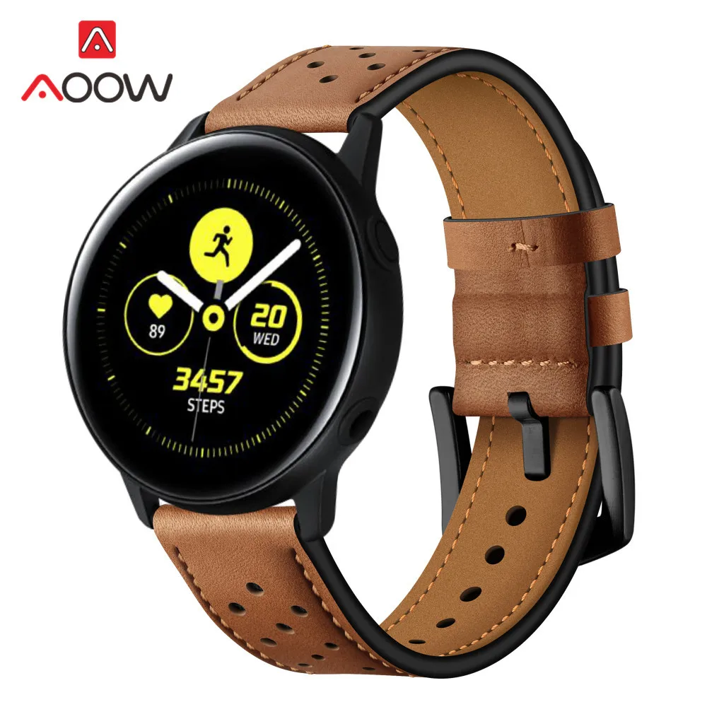 20 мм ремешок из натуральной кожи для samsung Galaxy Watch Active 42 мм gear S2 huawei Garmin Amazfit BIP быстросъемный браслет