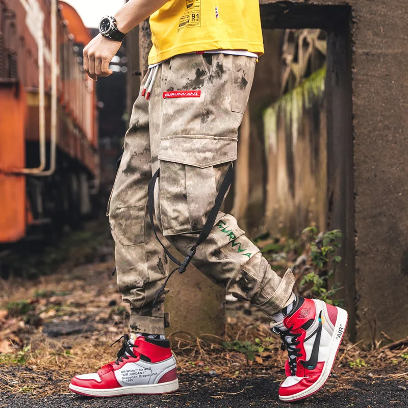 2019 мужские желтые камуфляжные брюки Уличная Брюки в стиле милитари Jogger Pant хип-хоп