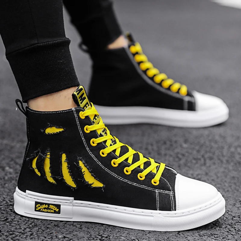 

New men's shoes trend men's high-top canvas sneakers all-match comfortable casual trendy shoes breathable trendy shoes