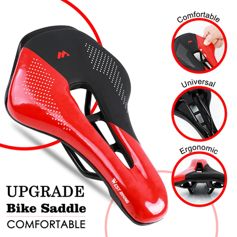 

Bike Saddle Hollow Breathable Cushion PVC Leather Surface GRM Comfortable Cycling Seat Shockproof Bicycle Saddle Muti Colors