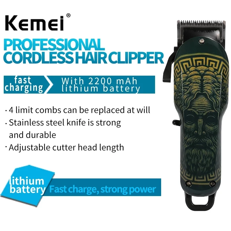 

Kemei KM-735 Professionele Elektrische Tondeuse Baard Scheerapparaat Oplaadbare Tondeuse Draadloze Haar Snijmachine Voor Kapper