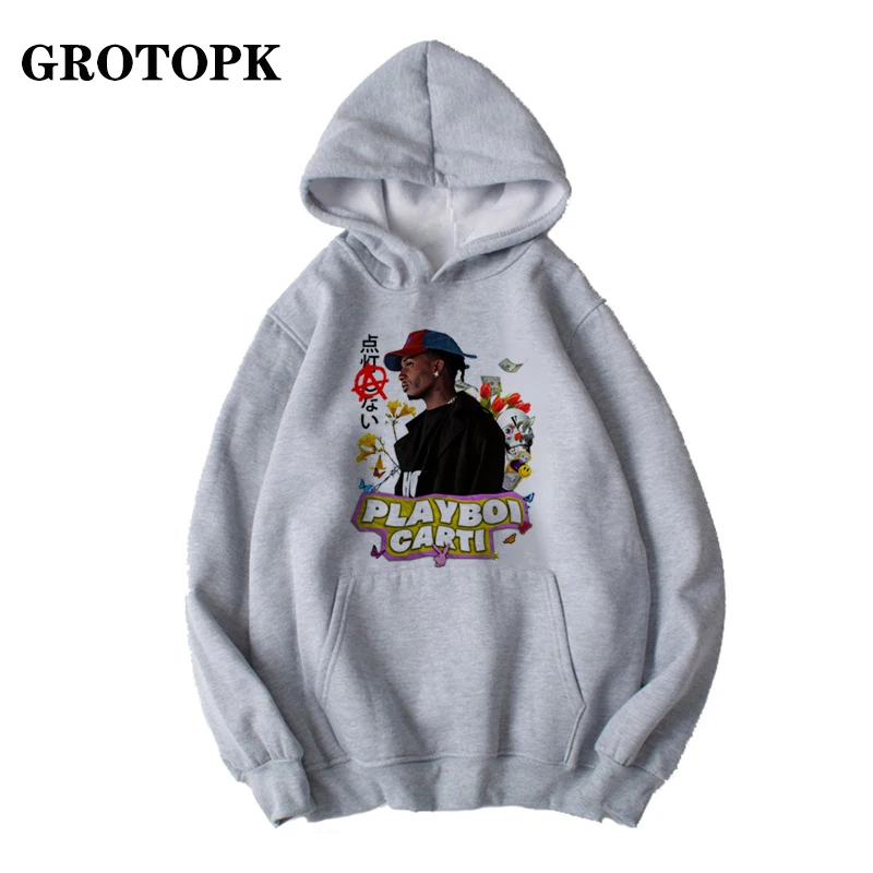 Men Hoodies Vintage Playboi Carti Sweatershirt Women Unisex Pullover Black Red Rap Music Streetwear Tops | Женская одежда