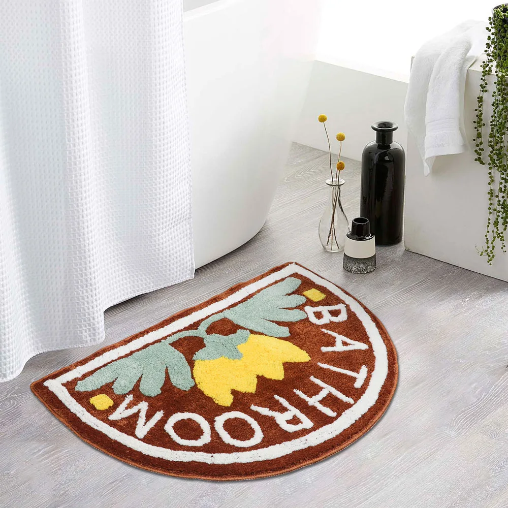 

Children's Semicircle Cartoon Floor Mats Alphabet Flowers Bathroom Door Absorbent Mats Household Entry Anti-slip Mat Door Mats