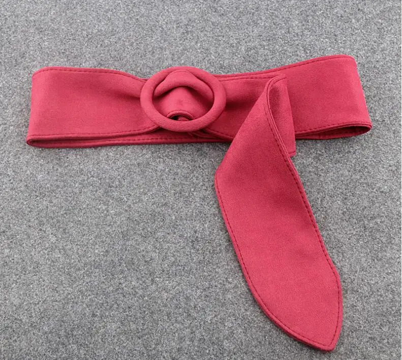 

The Girl Round Button Suede Flannel Belt Women's Soft Face Width Decoration Strap Designer Velvet Fashion Belts Cinturon