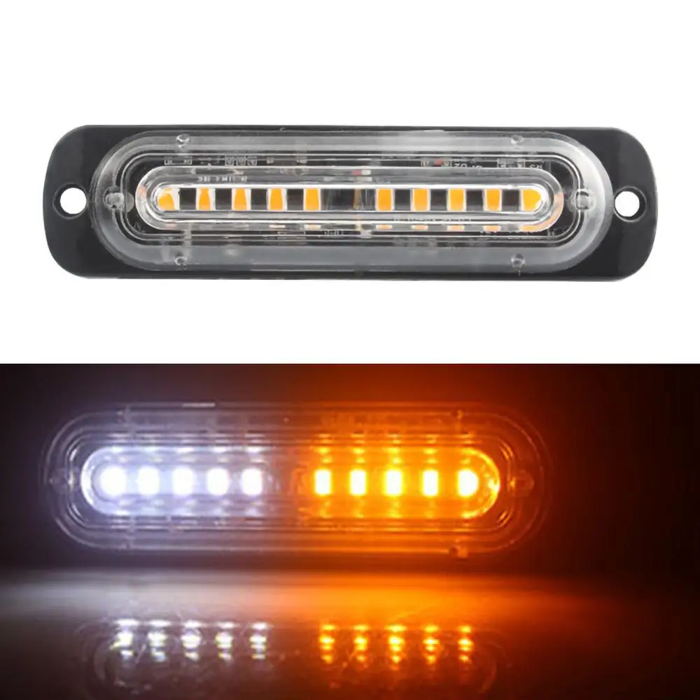 

2PCS 10LED Amber&White Car Truck Emergency Warning Hazard Flash Strobe Light