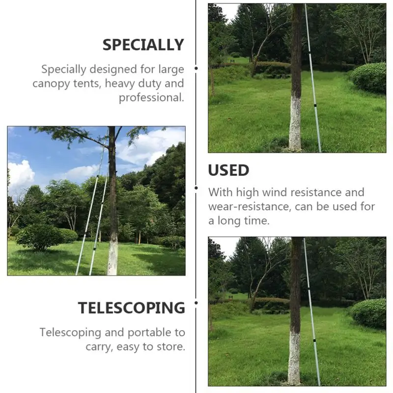 

1 Set Adjustable Tarp Pole Three Sections Canopy Pole Replacement Support Rod