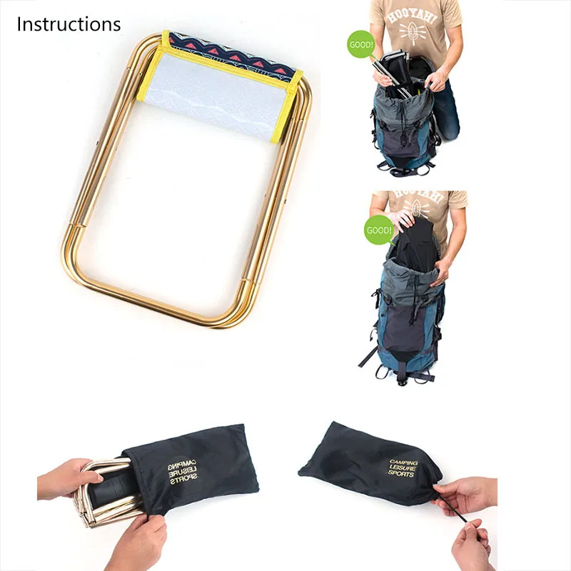 Складное алюминиевое кресло с принтом ультрасветильник портативный стул для