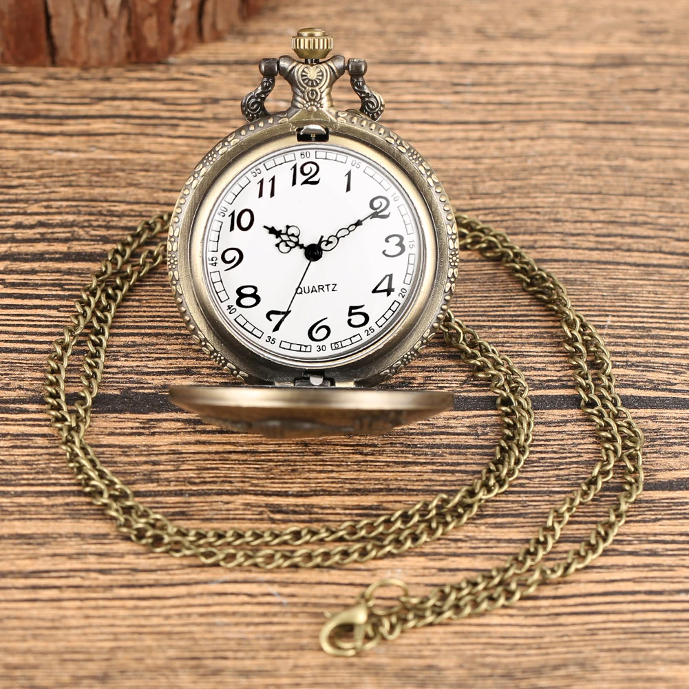 

Vintage Pocket Watch Quartz Chinese Zodiac Snake Design Pendant Watches Full Hunter Steampunk Brown Chain Gifts for Men Women