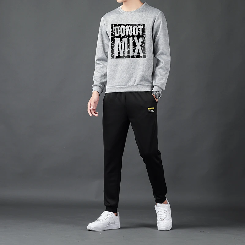 

Casual street new men's sportswear track suit two-piece T-shirt long-sleeved fitness outdoor jogging suit two-piece suit