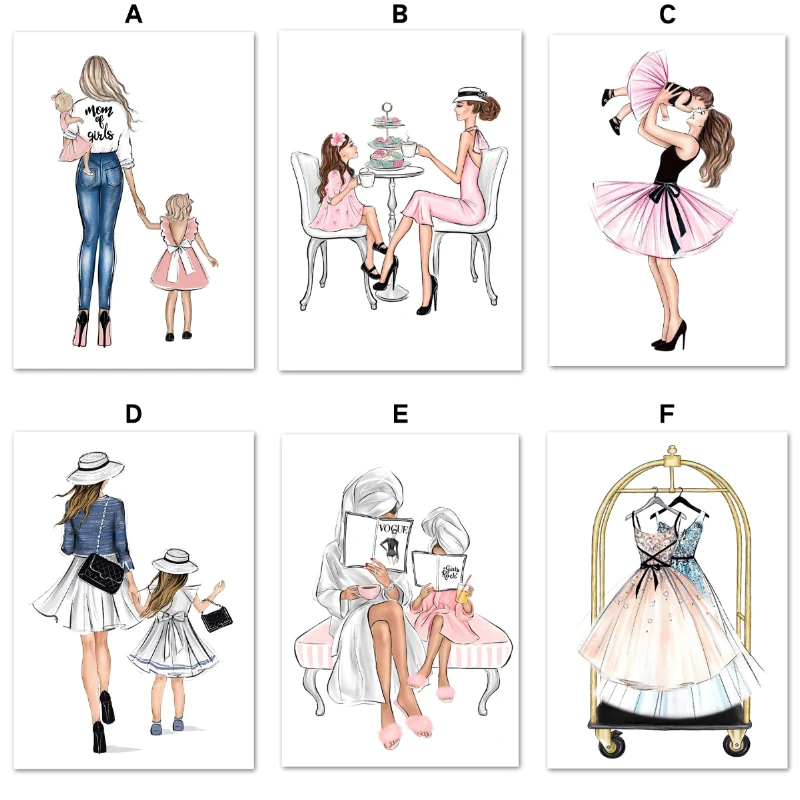 Модные постеры в скандинавском стиле для матери платья сумок шляп кексов книжных