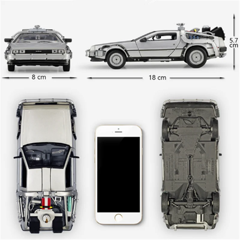 Литая автомобиль 1:24 из сплава Delorean Назад в будущее 1/2/3/Летающая машина модель