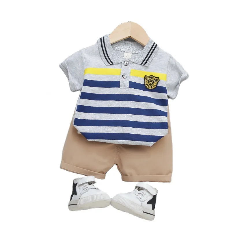 

Summer Kids Striped Clothes Children Boys Girls Fashion T Shirt Shorts 2Pcs/sets Baby Infant Clothing Toddler Cartoon Sportswear