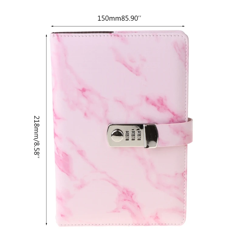 Блокнот А5 с мраморной текстурой и блокировкой паролем блокнот кожаный на неделю