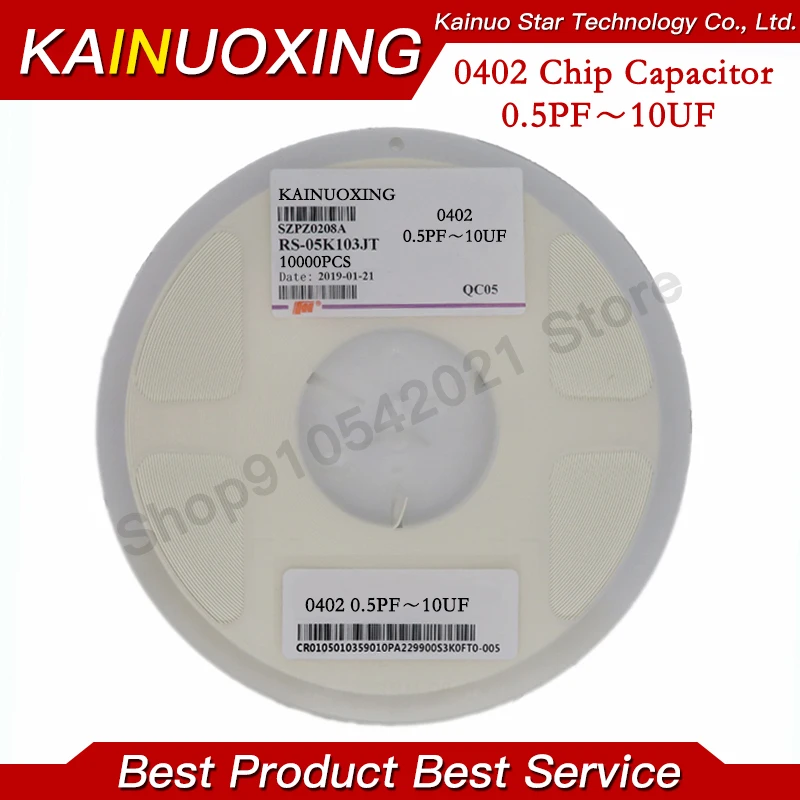 

1reel 10000pcs 0402 50V SMD Thick Film Chip Multilayer Ceramic Capacitor 0.5pF-10uF 10NF 100NF 1UF 2.2UF 4.7UF 10UF 1PF 6PF
