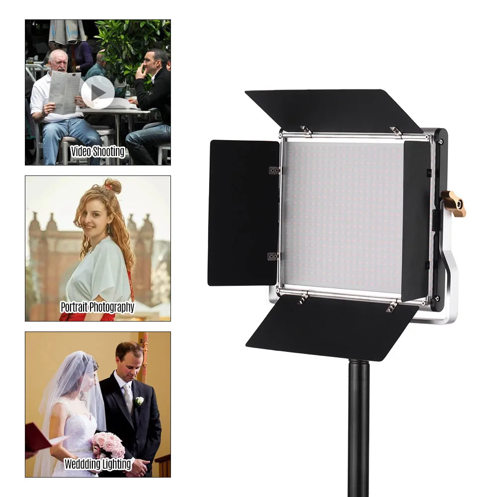 Andoer портативный светодиодный видео свет 3200-5600K студийная фотография светодиодный фонарь-кольцо для видеосъемки освещение с держателем осветительной стойки