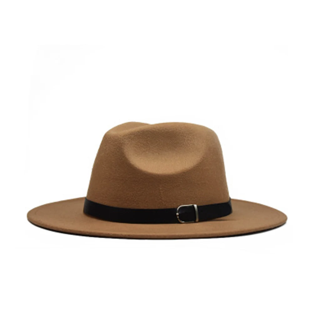 Осень зима шерстяные женские и мужские шапки элегантные шляпы с широкими полями