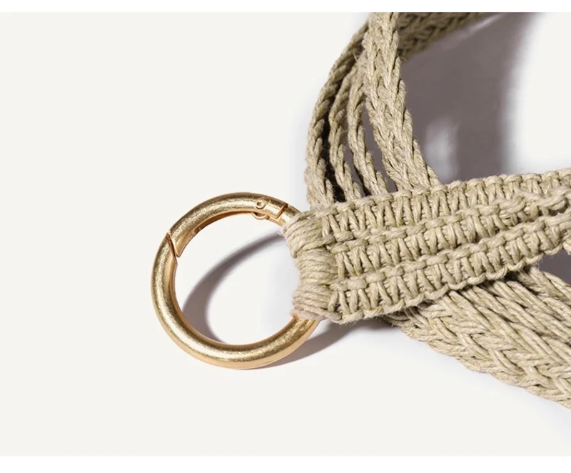 Designer Luxury Brand Hand-woven Straw Rope Long Belts for Women Coats Dress Waist Chain Ceinture Femme Aesthetic Accessories