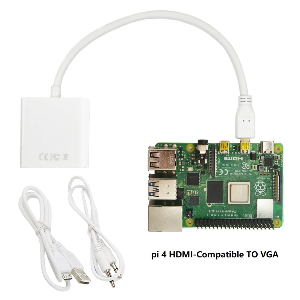 

Raspberry pi 4micro HDMI-Compatible VGA adapter With USB data cable and with Audio Port cable Computer,Desktop,Laptop,PC,Monitor