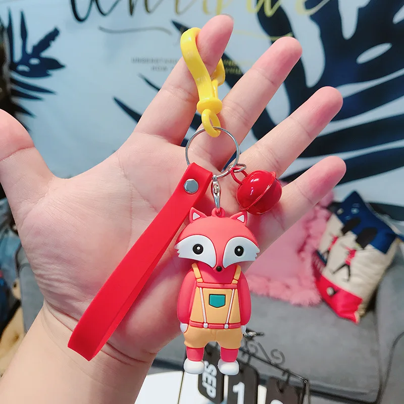 

Cute Fox Frog Pig Bear Keychain Cartoon Silicone Lovely Couple's Bag Pendant Key Ring Keys Accessories Jewelry Gift New Arrival