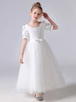 long white flower girl dresses for wedding first communion dresses princess puffy tulle children birthday gowns