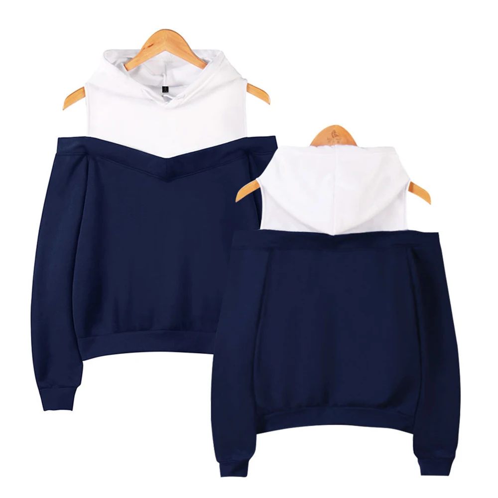 

4 Color Printing XS- 2XL Casual Sports Sweatshirt Off-the-shoulder hooded Hip Hop Streetwear women sweatshirt